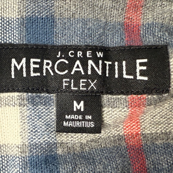 J Crew Mercantile Flex Men’ M Blue GRY Red Mid-Wt.  Flannel Cabincore Lumberjack - Picture 5 of 11